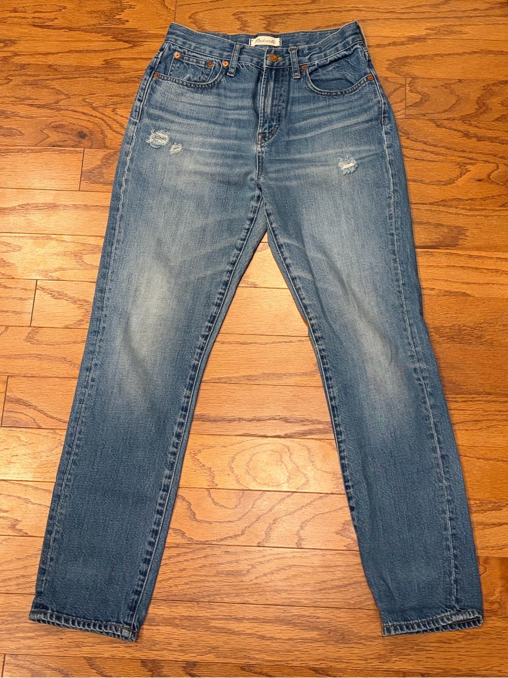Madewell Distressed Light Wash High Rise Straight Denim Jeans‎ Women’s Sz 26